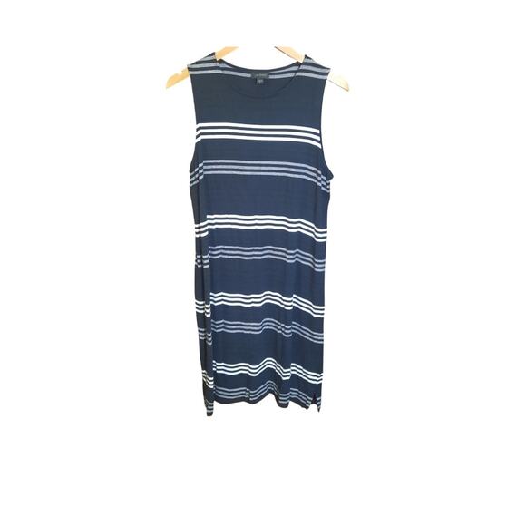 J. Jill Womens Fit on The Go Swing Dress A Line Silhouette Navy Stripe Size M - Picture 6 of 6